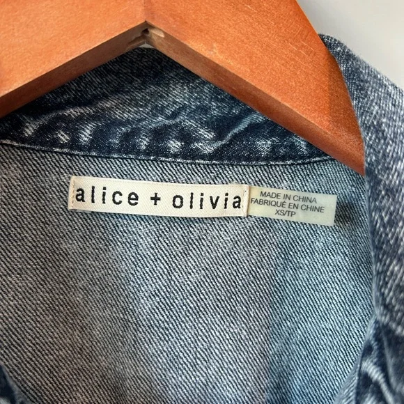 ALICE + OLIVIA EMBELLISHED DENIM JACKET SZ XS - Picture 3 of 13